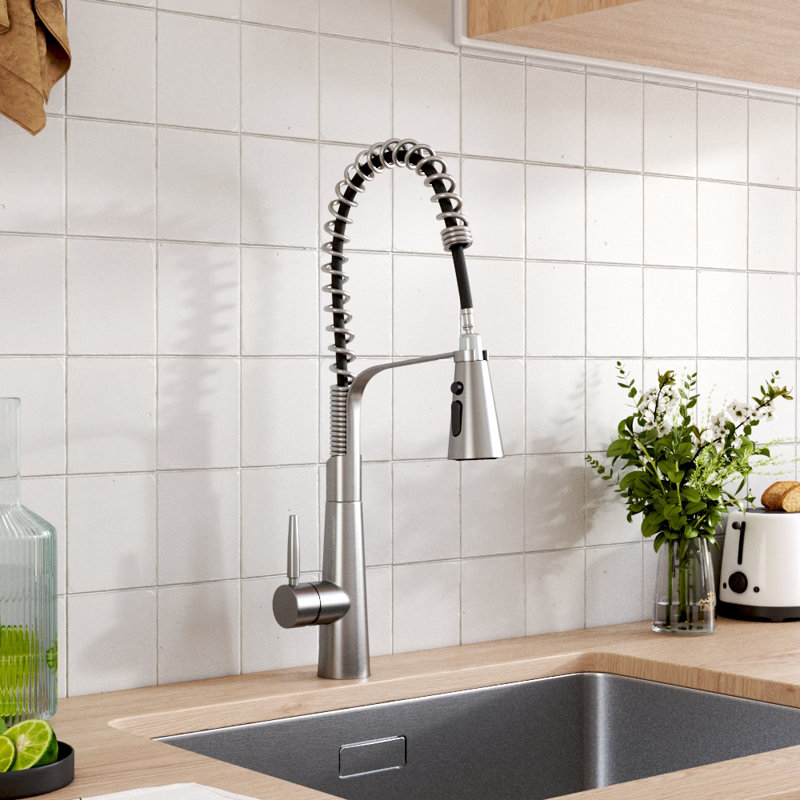 Belfry Kitchen Dunfee Pull Out Kitchen Faucet, Chrome