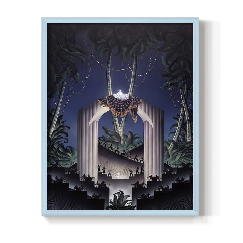 Reproduction encadrée DecoParadise - bois massif, Bleu, H 21 po x l 17 po