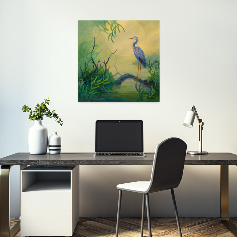 Art contemporain de la faune Summer Heron, H 18 po x l 18 po