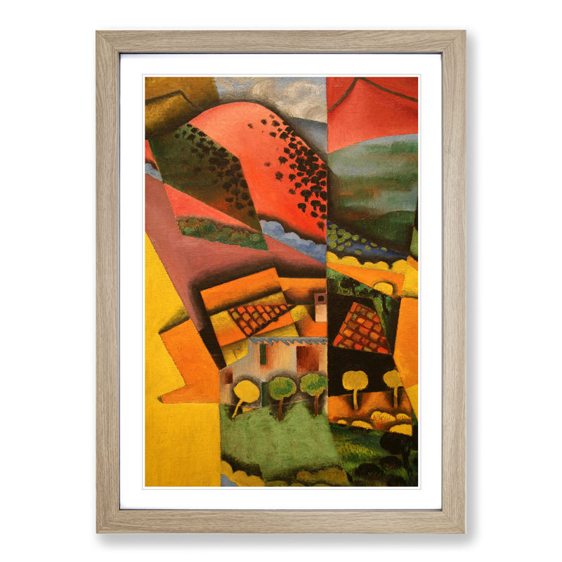 Landscape by Juan Gris - Picture Frame Painting, Oak Framed, 36cm H x 27cm W x 2cm D