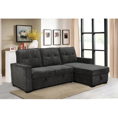 Upholstered 101 " Chenille L-Shaped Sofa Bed