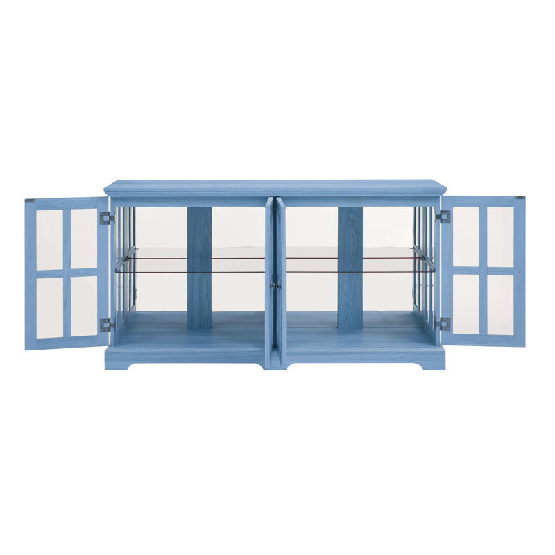 59" Wide Sideboard With Glass Doors, Blue