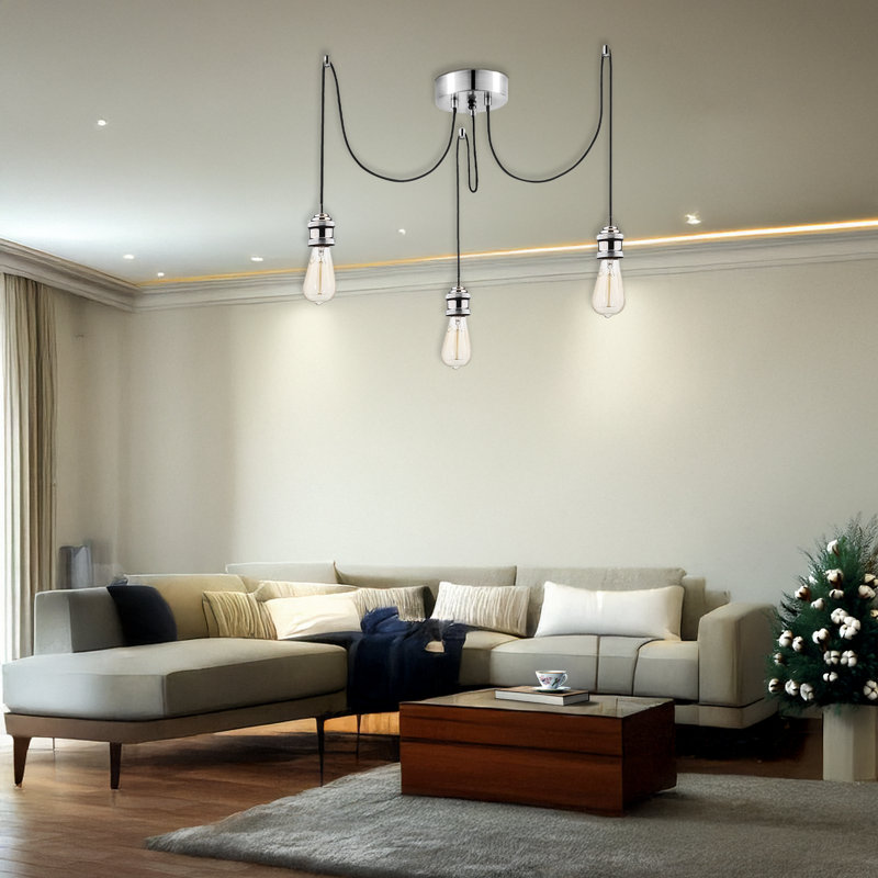 Lustre en métal 3 lumières à hauteur réglable