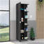 Armoire en lin à porte simple H 62 po, cinq tablettes extérieures, quatre tablettes intérieures, noir