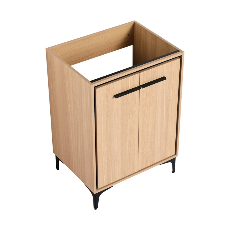 Meuble-lavabo 24 po sans lavabo - Armoire de rangement moderne avec fonction de fermeture en douceur, style américain, fabrication en bois d'ingénierie, portes spacieuses, choix