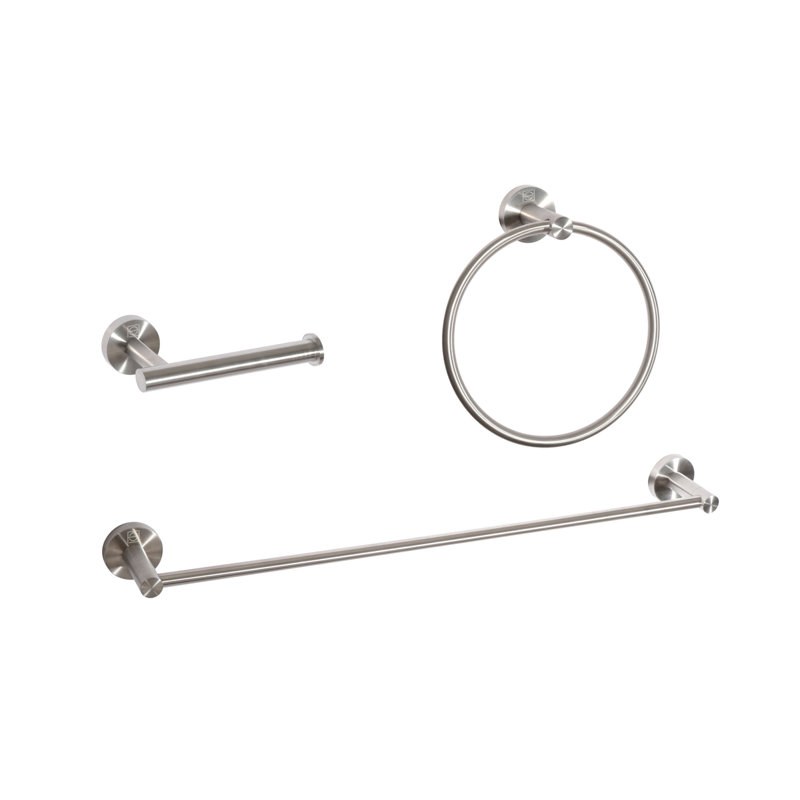 Alma Brushed Nickel 3-Piece Stainless Steel Bathroom Hardware Set