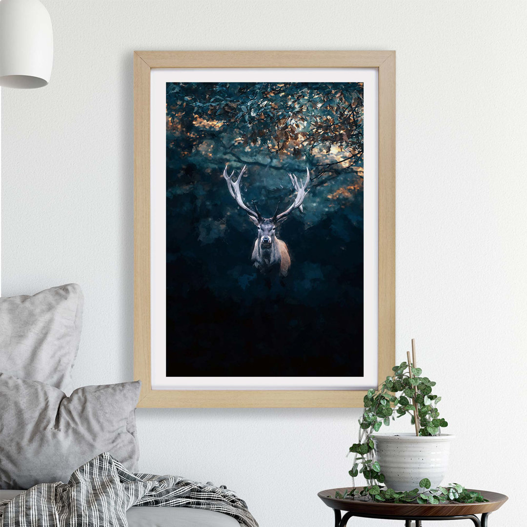 Deer Stag in the Forest - Framed Print