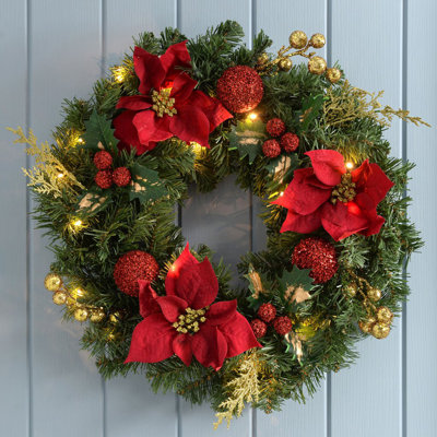 Faux Lighted 60cm Wreath