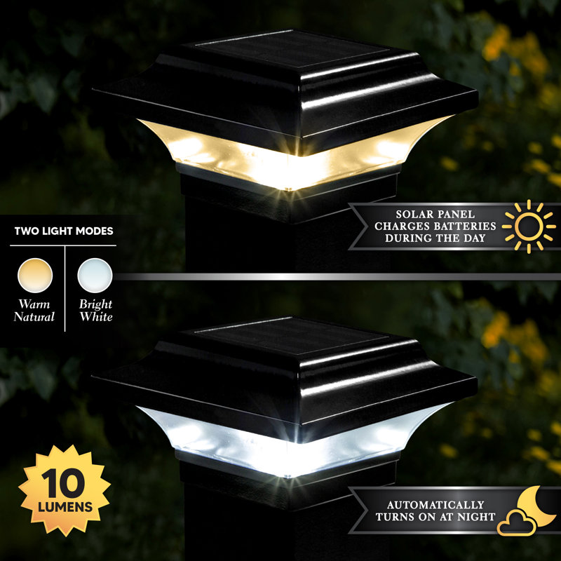 Black Aluminum LED Solar Post Cap Light Multipack