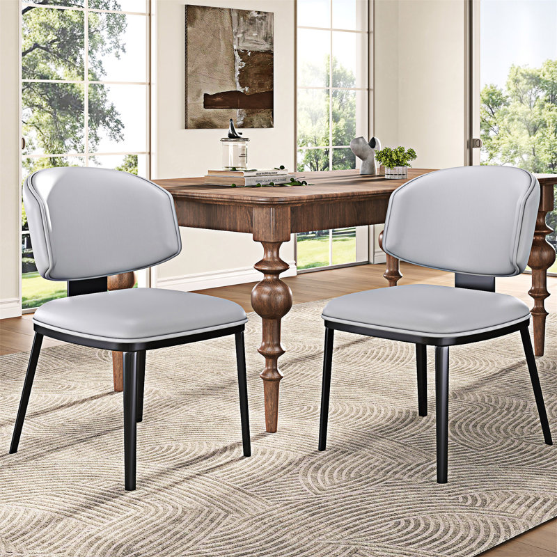 Chaise d'appoint rembourrée (ensemble de 2), Gris clair / gris