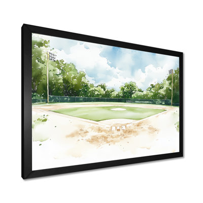 Aquarelle, baseball, horizon, décor de baseball sport