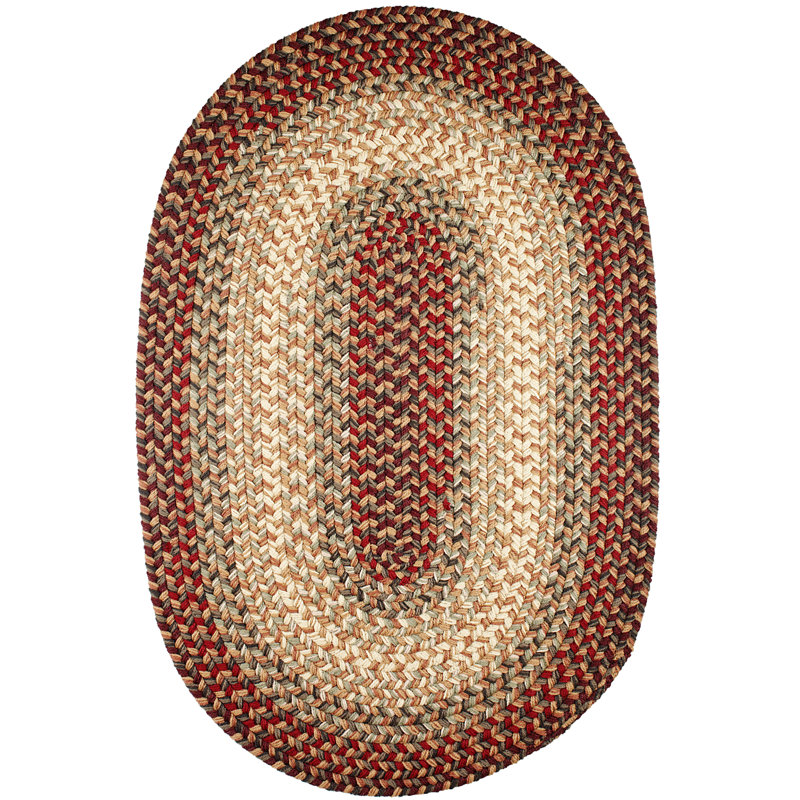 Tapis rouge tressé à la main Deserie, Ovale 2 pi x 4 pi