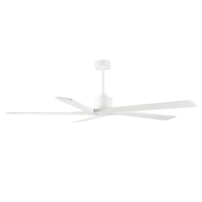 Ventilateur de plafond d'intérieur à 5 pales Baun avec télécommande, 64", Blanc, Blanc