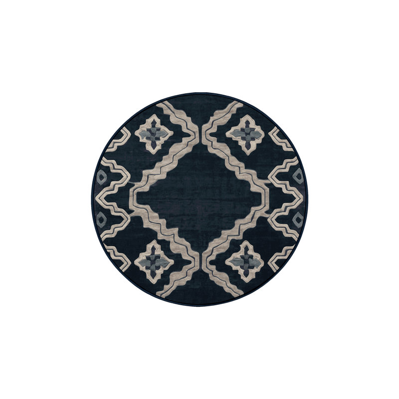 Machine Washable Gray Area Rug, Round 8'