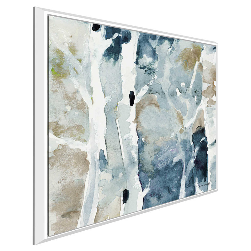 «Blue On The Hill Square I», reproduction de peinture à l'aquarelle, H 39,5 po x l 39,5 po x P 2 po, Cadre flottant blanc