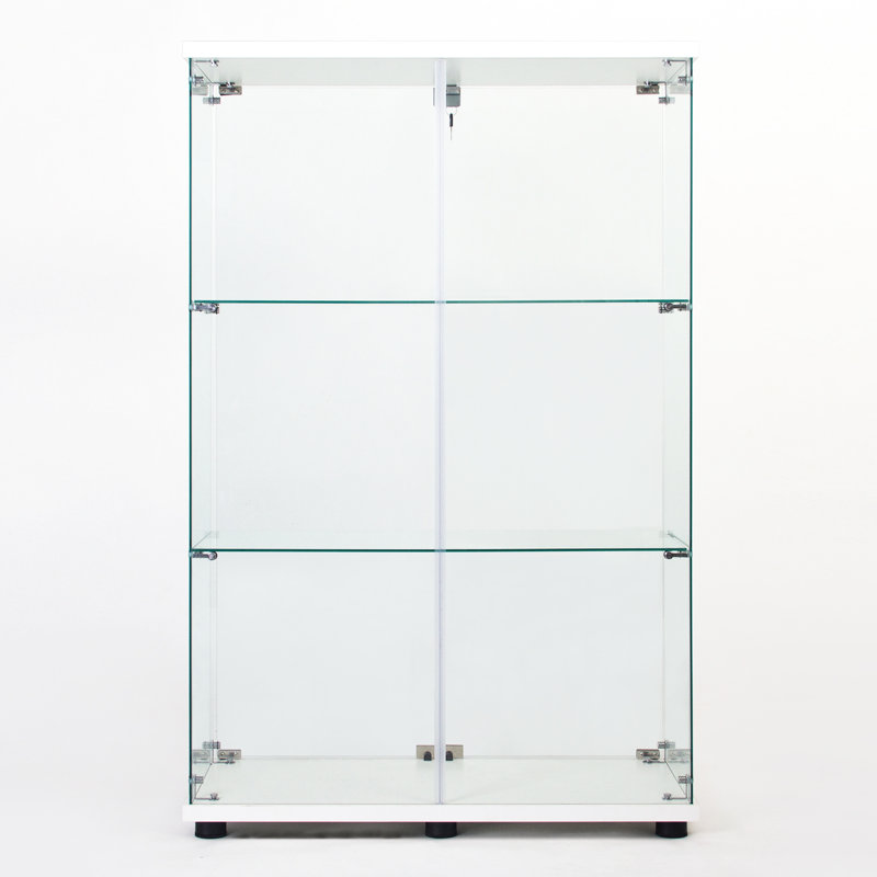 Armoire en verre à 3 portes et 3 portes, blanc pour la décoration intérieure