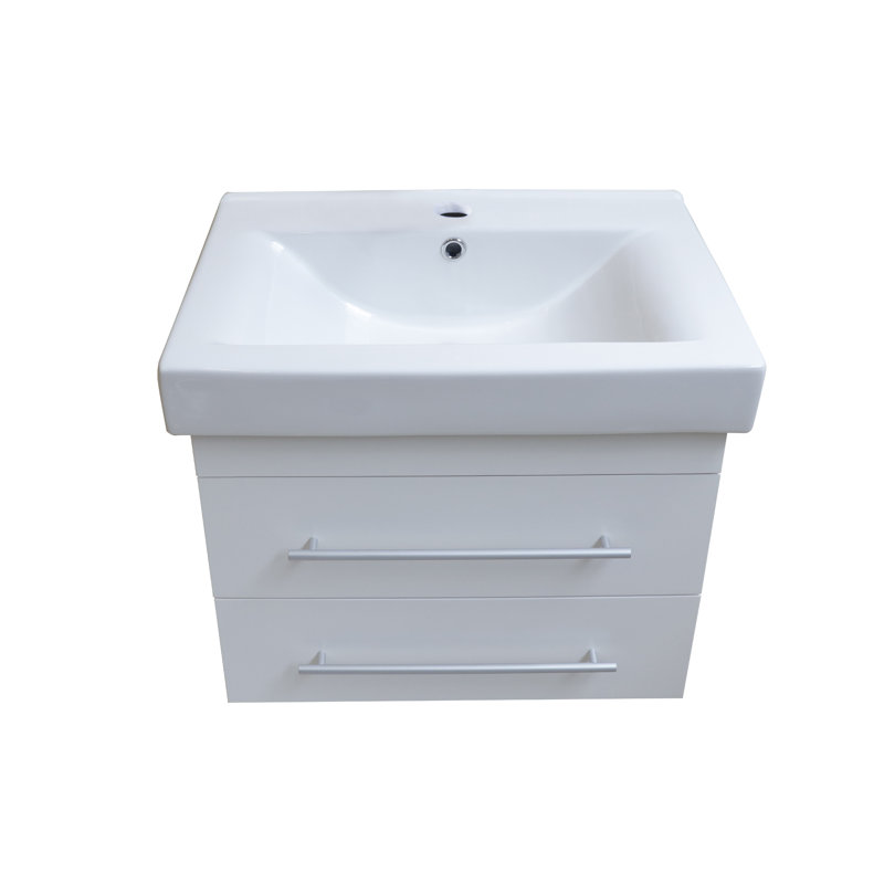 Leota 24.25'' Single Bathroom Vanity with Ceramic Top, White