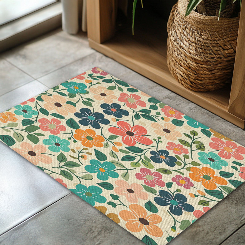 Tapis tressé Floral Field of Spring, Rectangulaire 3 pi x 5 pi