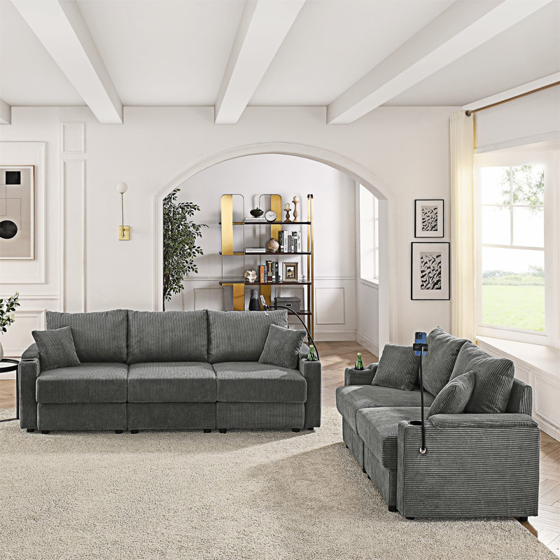 Upholstered Sofa Set, Gray