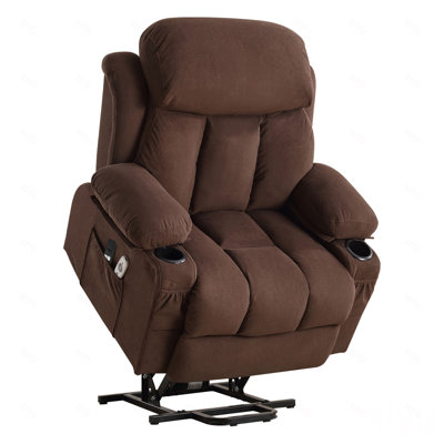 Fauteuil inclinable électrique Power Lift avec chaleur et massage en tissu pour personnes âgées avec poche latérale, port de charge USB, télécommande pour le salon