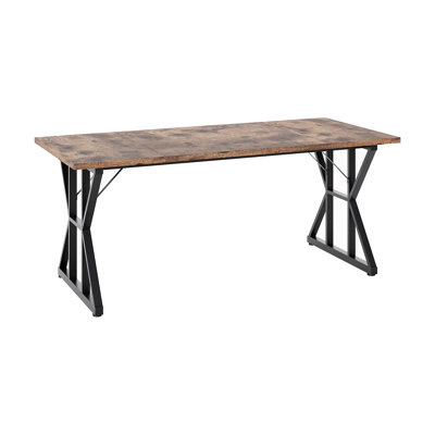 71 in Long x 31 in Wide x 30 in Tall Dining Table with X Shaped Iron Legs, Engineered Wood Rectangular Table for Living Room Dining Room and Kitchen Family Gathering, Brown