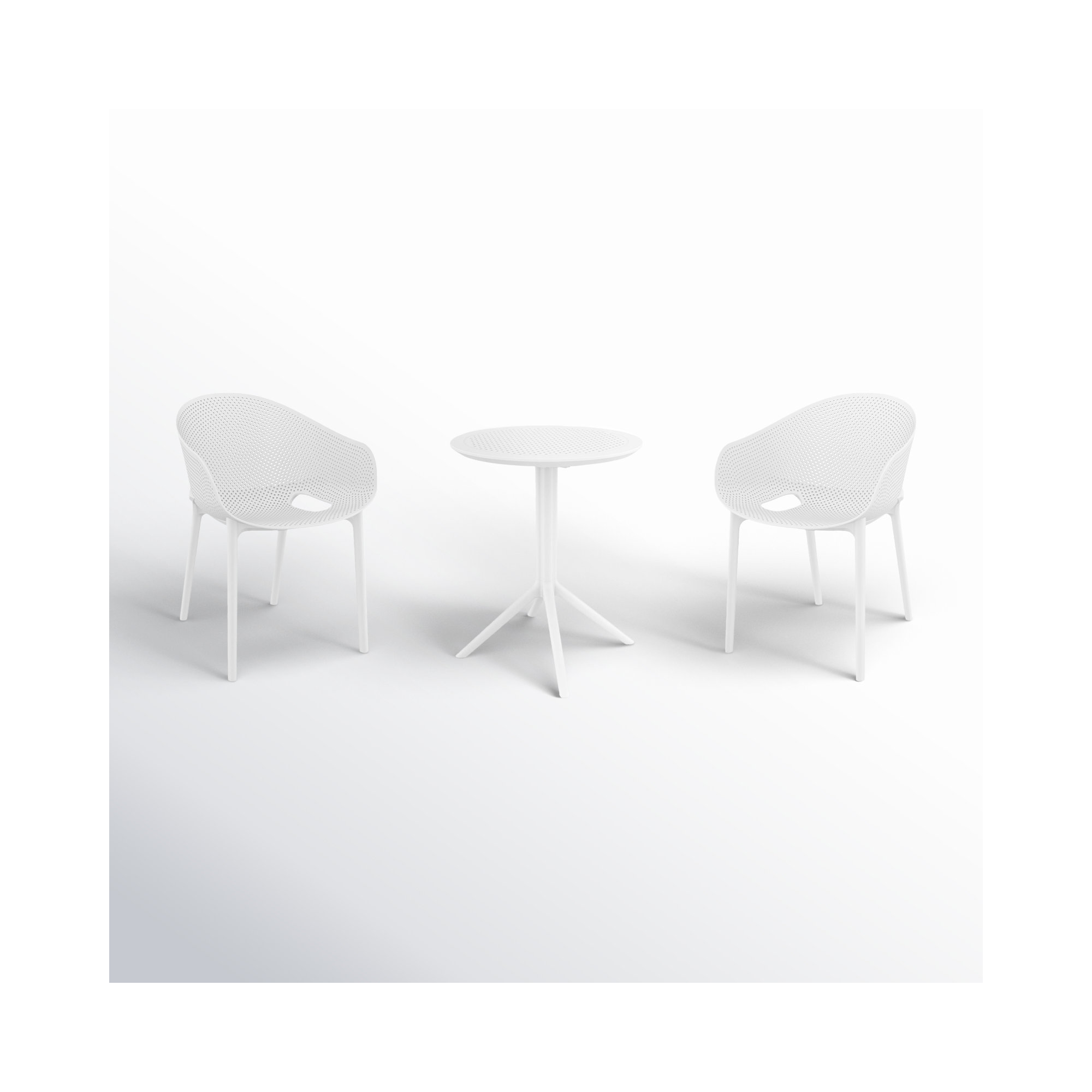 Farrah 24'' Round 2 - Person Bistro Set with Round Stacking Chairs, White