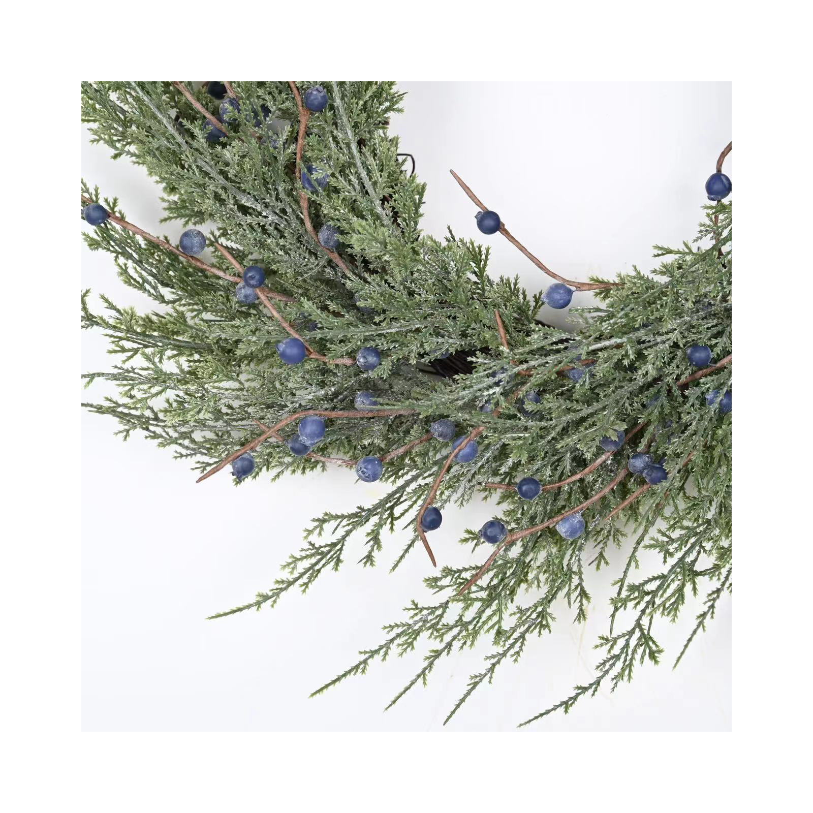 24" Artificial Winter Christmas Cypress Berry Wreath For Front Door