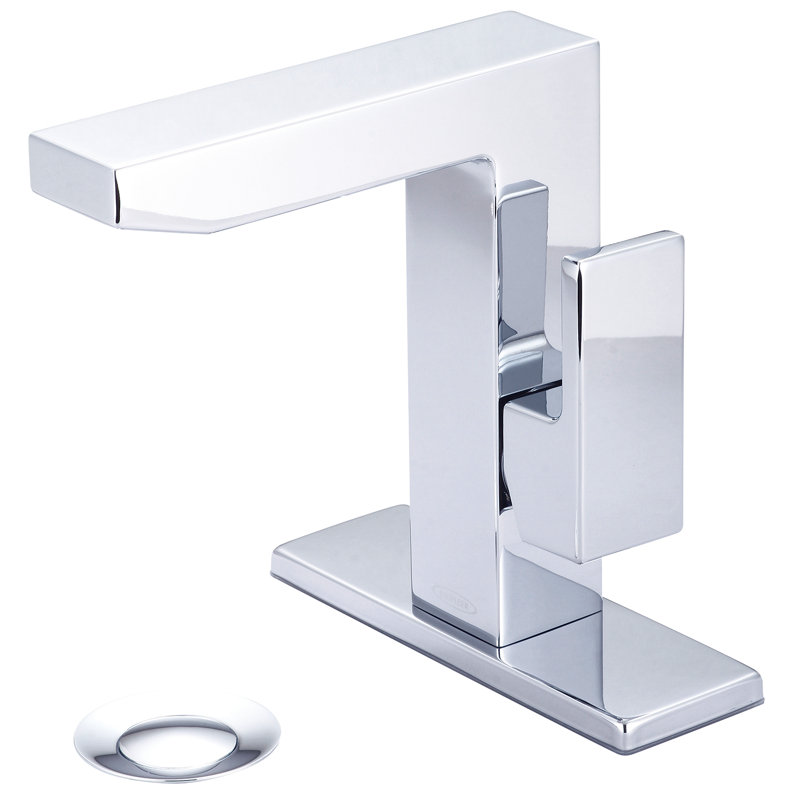 Polished Chrome Modern Single-Hole Bathroom Faucet with Drain Assembly