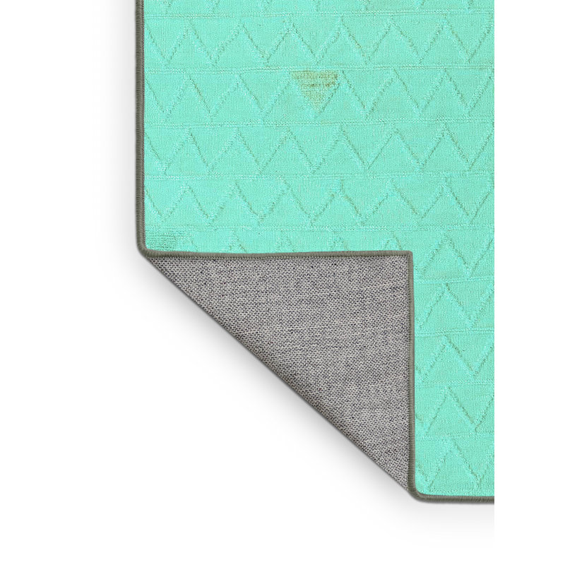 Tapis turquoise lavable à la machine Abstract 5367, Rectangle 2 pi x 4 pi