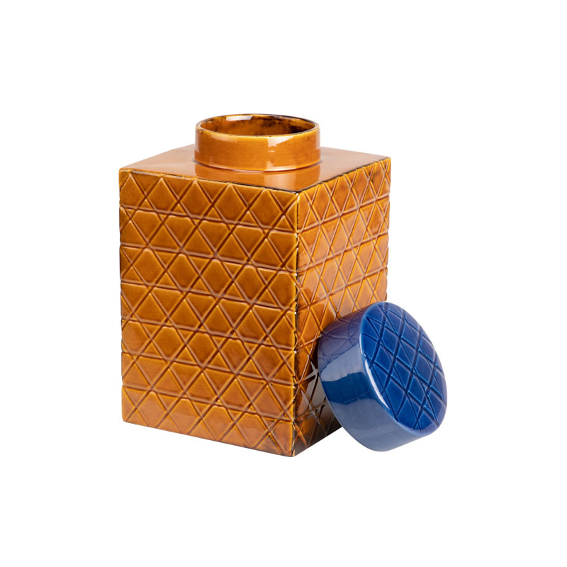 Garlington Ceramic Jar, 31cm H x 19cm W x 19cm D, Orange/Blue