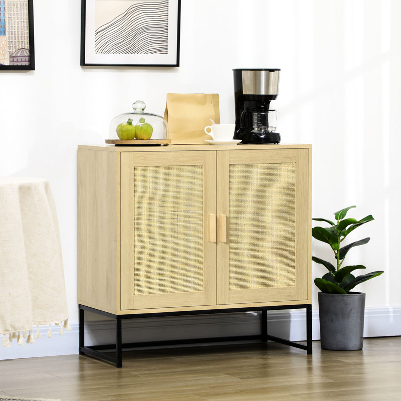 Armoire de rangement décorative de salon avec portes, tablette réglable - naturel pour chambre, porte