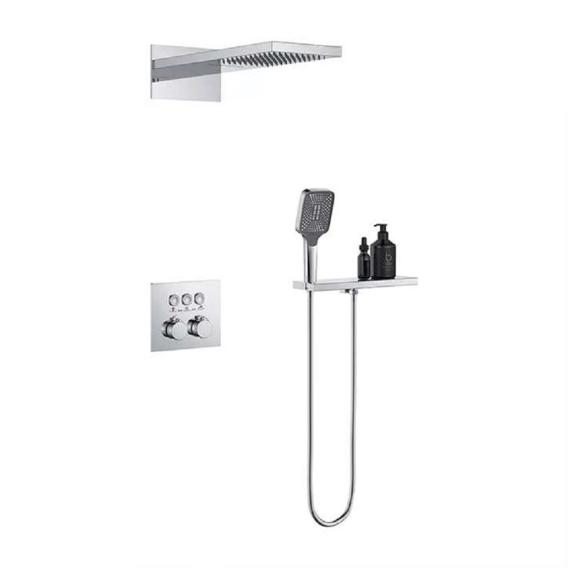 Fontana Ragusa Chrome Wall Mount Thermostatic Rainfall Shower System with Handheld Shower
