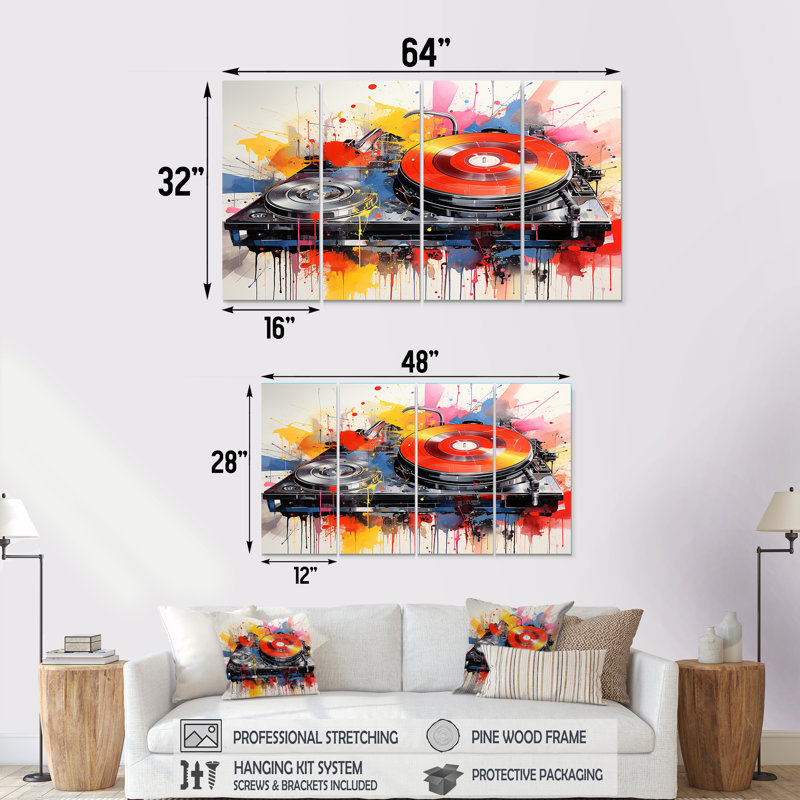 Ensemble de 4 plaques tournantes Pop Art, H 28 po x l 48 po