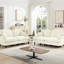 Beige blanc, 2 pièces, accoudoirs évasés en forme de pétale, pieds fuselés, volants détachables, chenille, salon, siège de différents styles, siège, jupes plissées à volants, configurations multiples