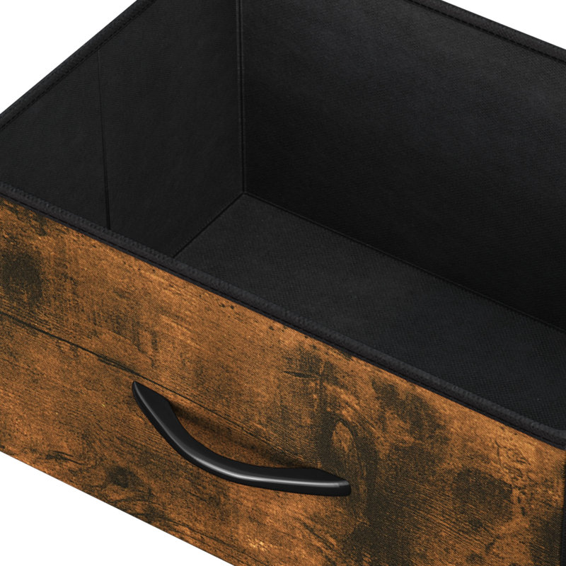 8-Drawer 86Cm W Chest Of Drawers with Side Pockets, Rustic Brown/Black