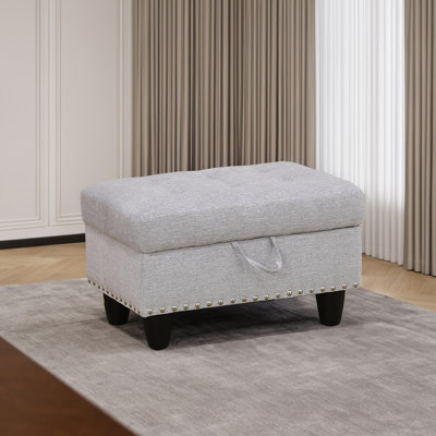 Flannel Storage Ottoman Living Room