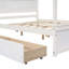 Lit à baldaquin avec compartiments supplémentaires, aucun sommier nécessaire, blanc brossé, lit au design moderne de L 79,5 po x l 56,9 po, tiroirs peu encombrants, en bois de pin massif