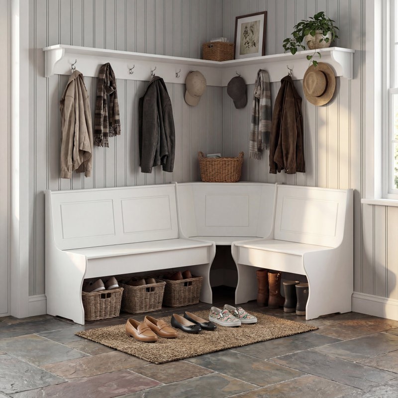 Ensemble de coin-repas en bois Heartlynn Classic, Blanc