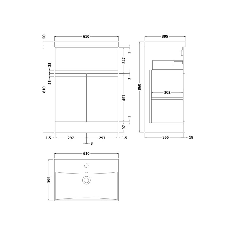 Urban 610mm Single Bathroom Vanity with Basin, Satin Green
