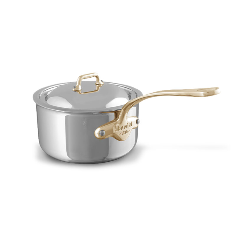 Casserole avec couvercle mauvais, poignées en laiton, 3,4 pintes