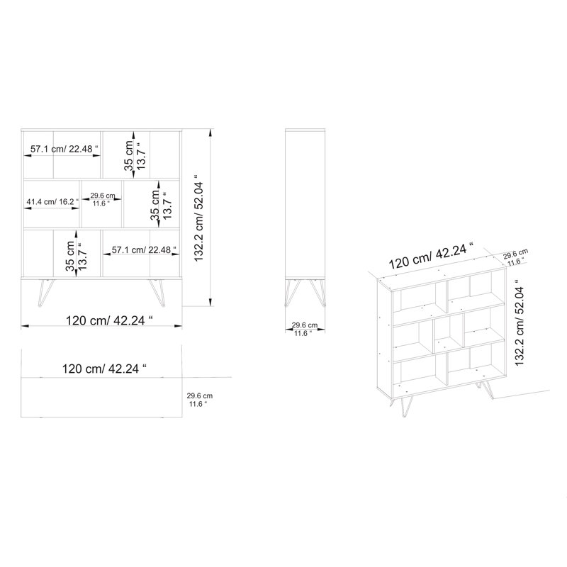 Carsley 132.2cm H Bookcase, White