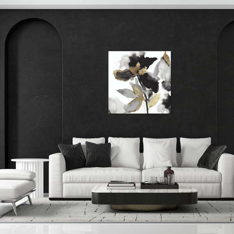 «Black Petals Gold Leaves II» par Asia Jensen - impression non encadrée