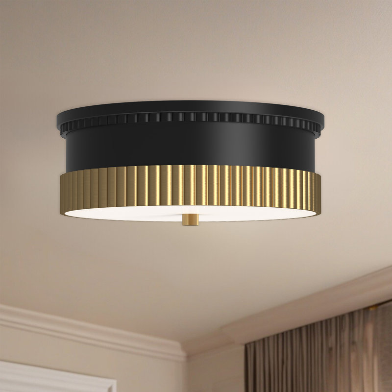 Rue Flush Mount, Matte Black/Brushed Gold