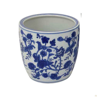 Ensemble de 3 jardinières de jardin, motif floral bleu céramique classique