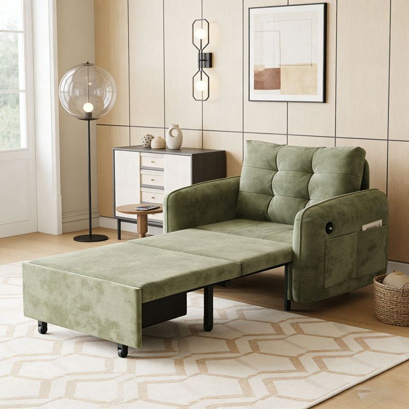 3-in-1 Sleeper Chair Bed, Green