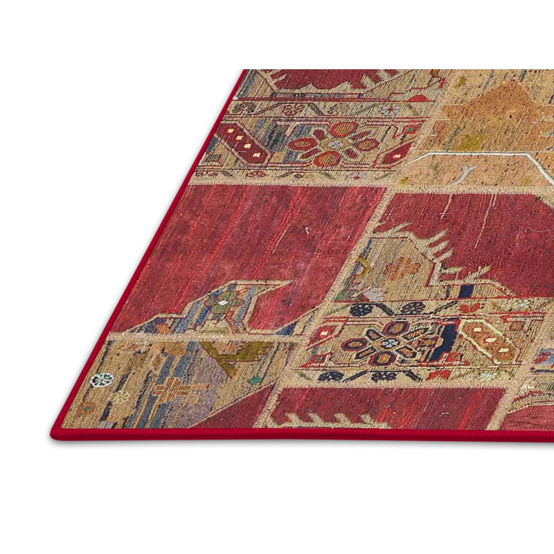 Tapis de zone rouge/brun contemporain, Rectangle 5 pi x 7 pi