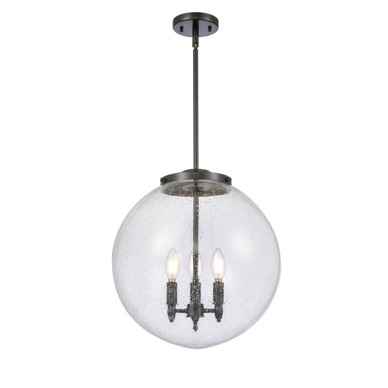 Frederick 3 - Light LED Pendant, 17" H x 16" W x 16" D, Seedy, Matte Black