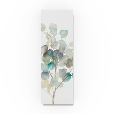 Wrapped Canvas Wall Art - Danhui Nai 'Eucalyptus III White Crop' Wall Art for Living Room, Bedroom, or Office Décor - 10x32