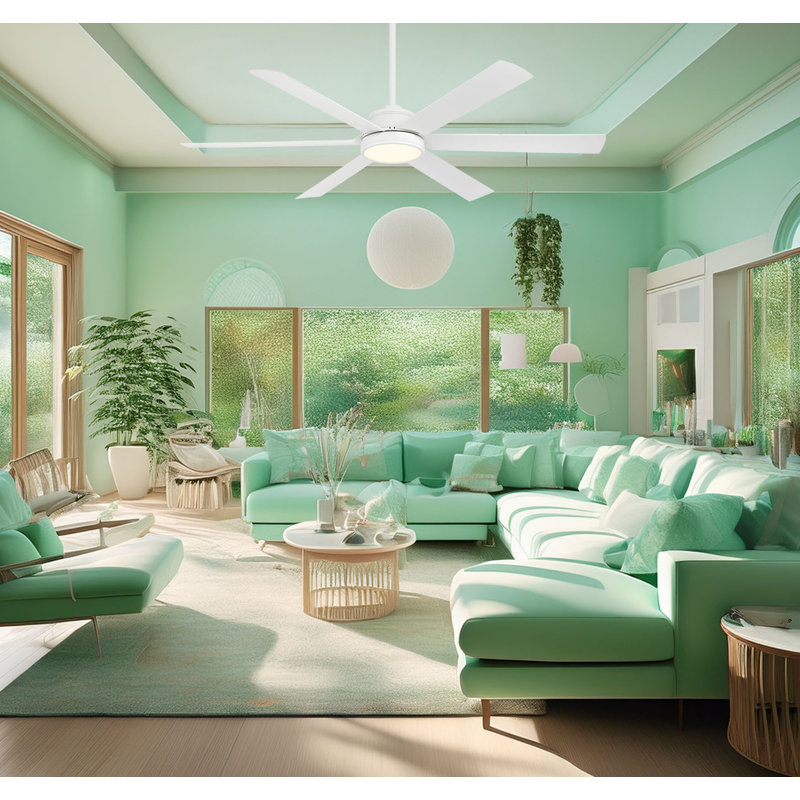 Cairo 65" Led Smart Indoor/outdoor Ceiling Fan, White, White