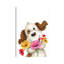 «Dog with Flowers II» par Makiko - reproduction d'art-52540980-52540991-52540981